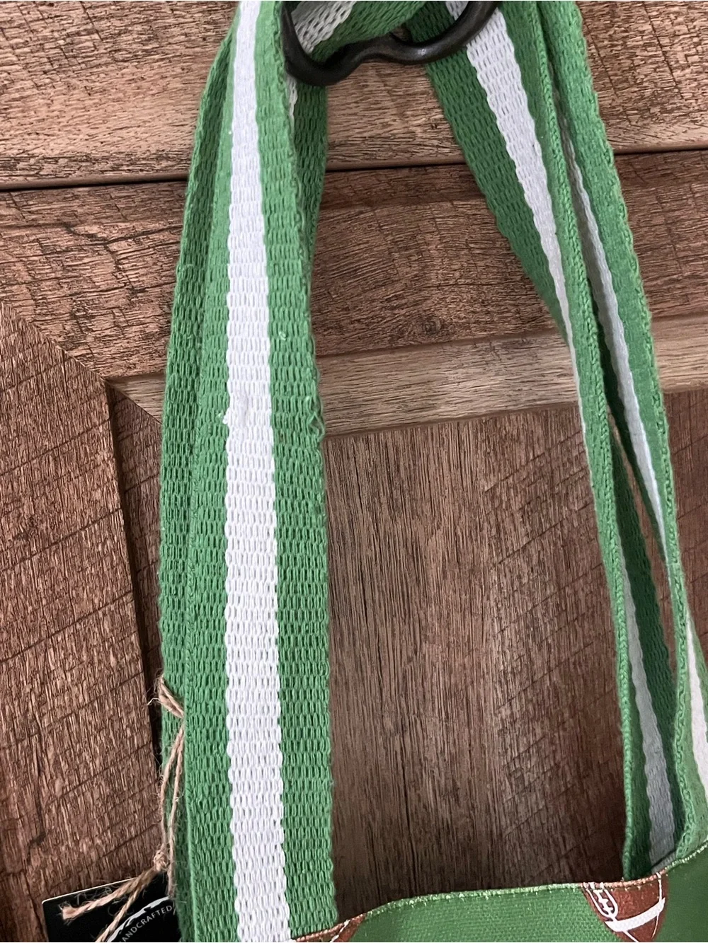 Green Football Canvas Tote Bag – Perfect Game Day Tailgate Shoulder Bag